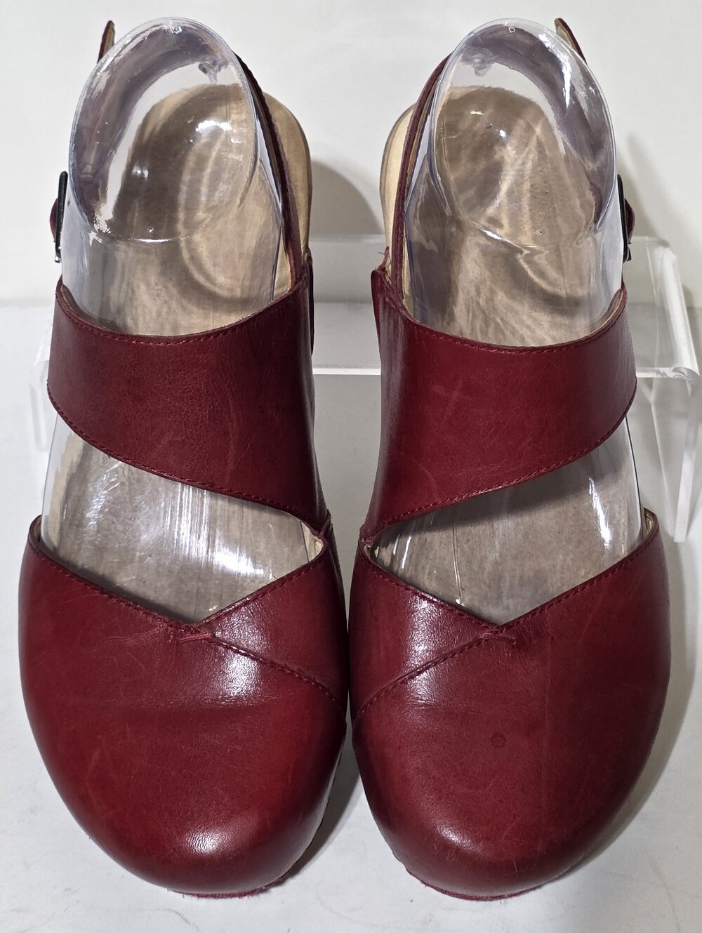 DANSKO BALANCE BURGUNDY RED LEATHER MARY JANE WEDGE SHOES SZ 37(US 6.5-7)